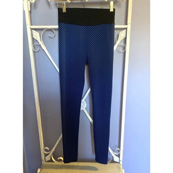 AQ Sport Butt-Scrunch Textured Honeycomb Waffle Blue Leggings Size Sm - Picture 1 of 5